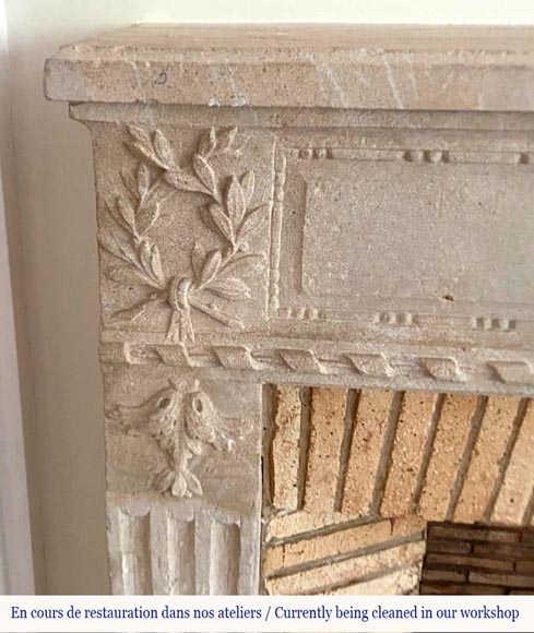 Louis XVI Period Fireplace in Carved Stone-4
