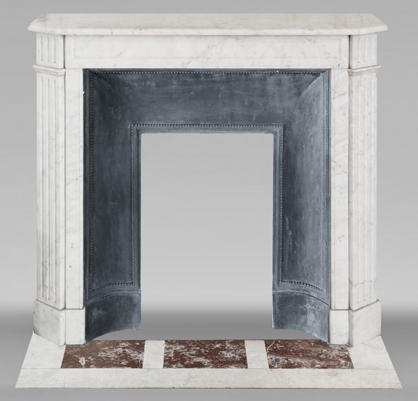 Louis XVI style fireplace in Carrara marble, with fluted legs-0
