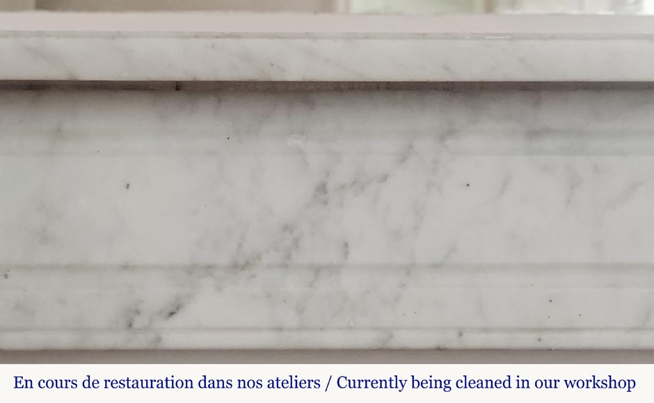 Louis XVI style fireplace in Carrara marble, with fluted legs-1