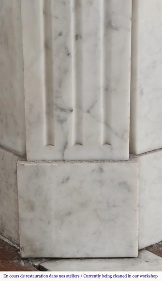 Louis XVI style fireplace in Carrara marble, with fluted legs-4