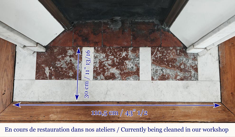 Louis XVI style fireplace in Carrara marble, with fluted legs-8