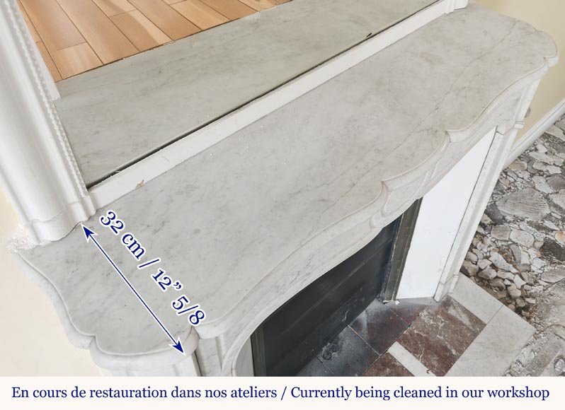 Louis XV style fireplace, Pompadour model, in Carrara marble-9