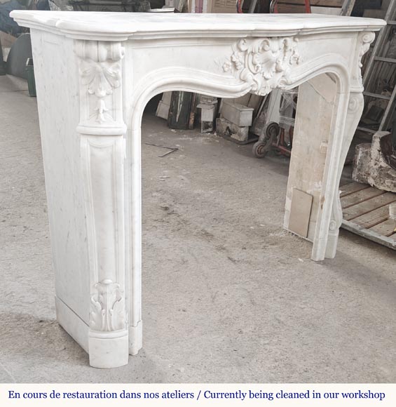 Louis XV style fireplace in Carrara marble with flowering palmette-4