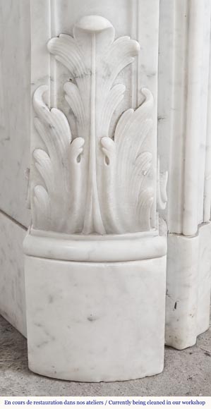 Louis XV style fireplace in Carrara marble with flowering palmette-6
