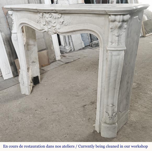 Louis XV style fireplace in Carrara marble with flowering palmette-7