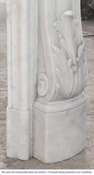 Louis XV style fireplace in Carrara marble with flowering palmette-9