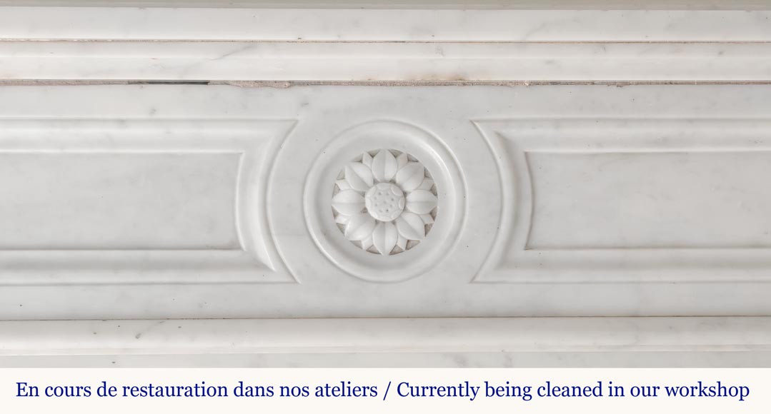  Louis XVI style fireplace in Carrara marble with sunflowers-1