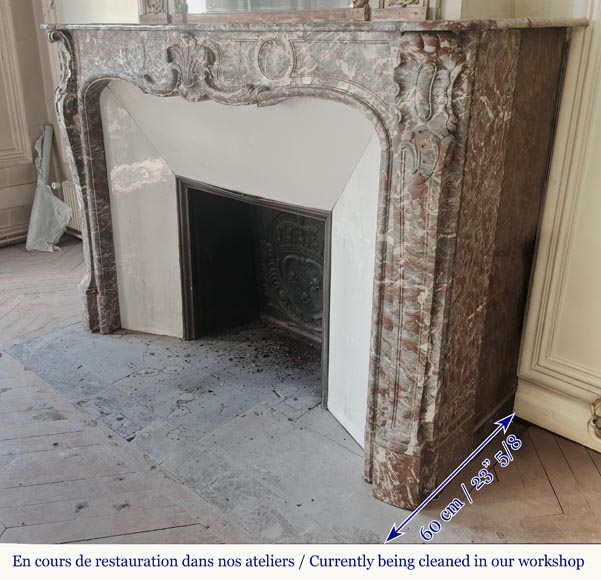 Louis XV period fireplace in Royal Red, decorated with a palmette-7