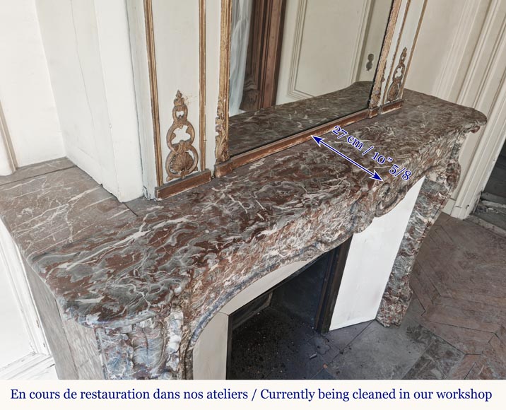 Louis XV period fireplace in Royal Red, decorated with a palmette-11