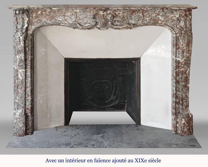 Louis XV period fireplace in Royal Red, decorated with a palmette-12