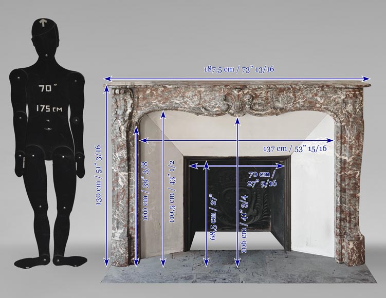 Louis XV period fireplace in Royal Red, decorated with a palmette-13