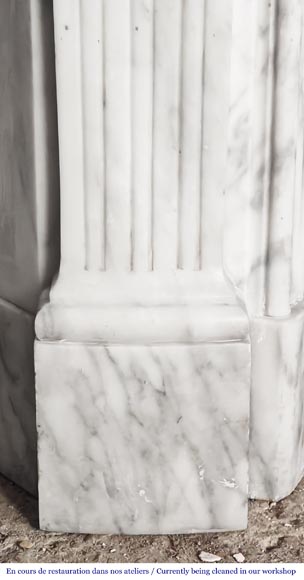 Louis XV style fireplace with a pretty asymmetrical palmette, in Arabescato marble-5