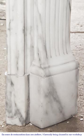 Louis XV style fireplace with a pretty asymmetrical palmette, in Arabescato marble-8