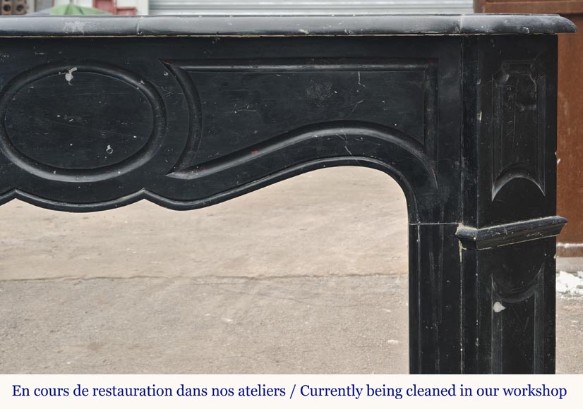 Small Louis XV style fireplace, Pompadour model, in speckled black marble-6