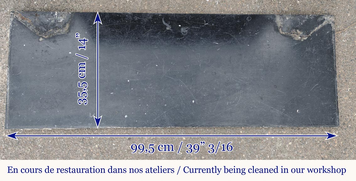 Small Louis XV style fireplace, Pompadour model, in speckled black marble-8