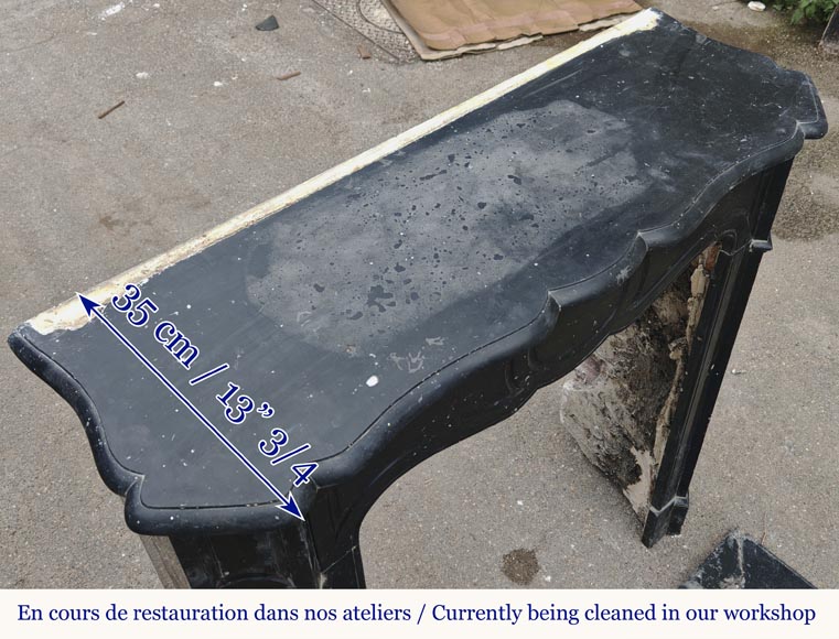 Small Louis XV style fireplace, Pompadour model, in speckled black marble-9