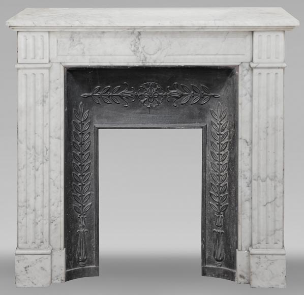 Louis XVI style molded fireplace, in Arabescato marble-0