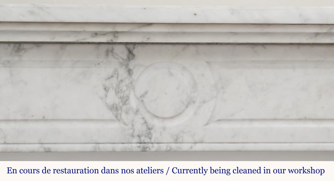 Louis XVI style molded fireplace, in Arabescato marble-1
