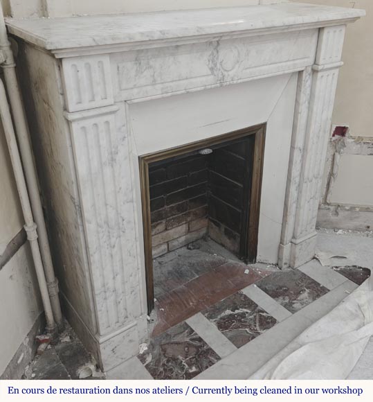 Louis XVI style molded fireplace, in Arabescato marble-2