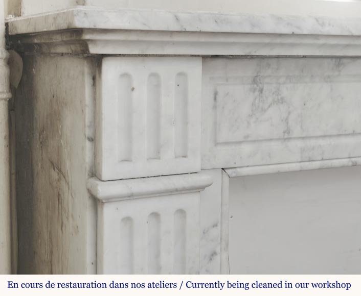 Louis XVI style molded fireplace, in Arabescato marble-3