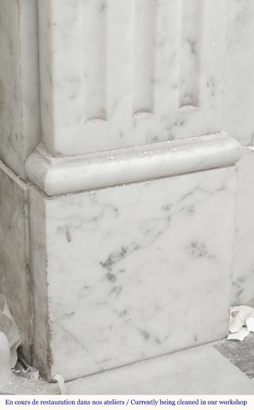 Louis XVI style molded fireplace, in Arabescato marble-4