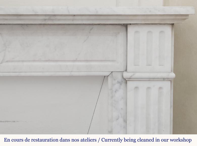 Louis XVI style molded fireplace, in Arabescato marble-6
