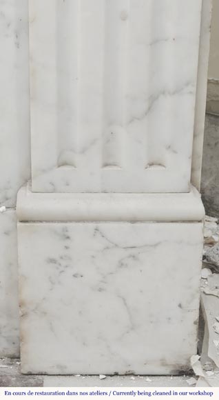 Louis XVI style molded fireplace, in Arabescato marble-7