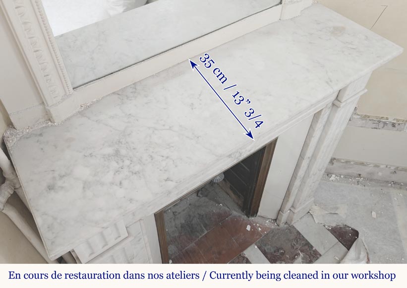 Louis XVI style molded fireplace, in Arabescato marble-8