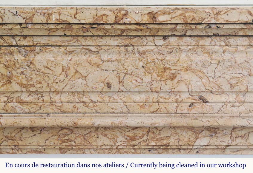 Louis XVI style fireplace with molded decoration, in yellow marble-1