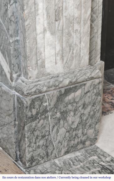 Louis XVI style fireplace with molded decoration, in green Campan marble-4