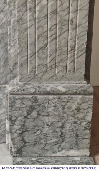Louis XVI style fireplace with molded decoration, in green Campan marble-6