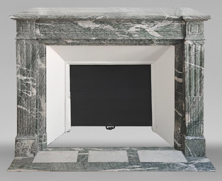 Louis XVI style molded fireplace in green Campan marble-0