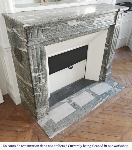 Louis XVI style molded fireplace in green Campan marble-2