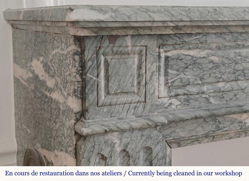 Louis XVI style molded fireplace in green Campan marble-3