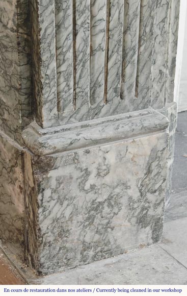 Louis XVI style molded fireplace in green Campan marble-4