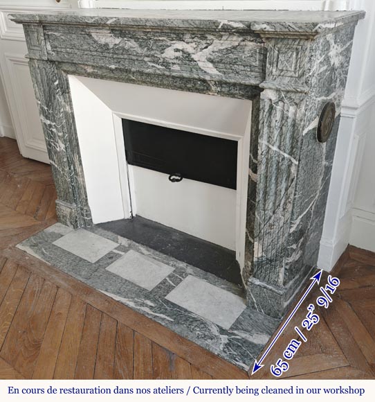 Louis XVI style molded fireplace in green Campan marble-5