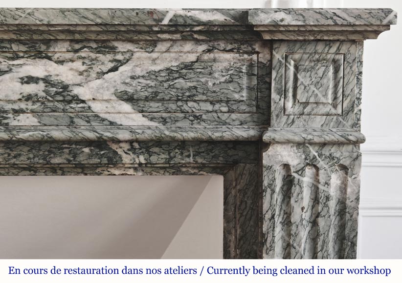 Louis XVI style molded fireplace in green Campan marble-6