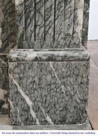 Louis XVI style molded fireplace in green Campan marble-7