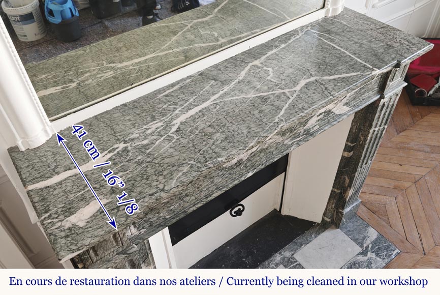 Louis XVI style molded fireplace in green Campan marble-9