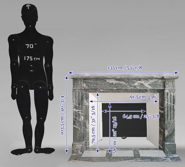 Louis XVI style molded fireplace in green Campan marble-10