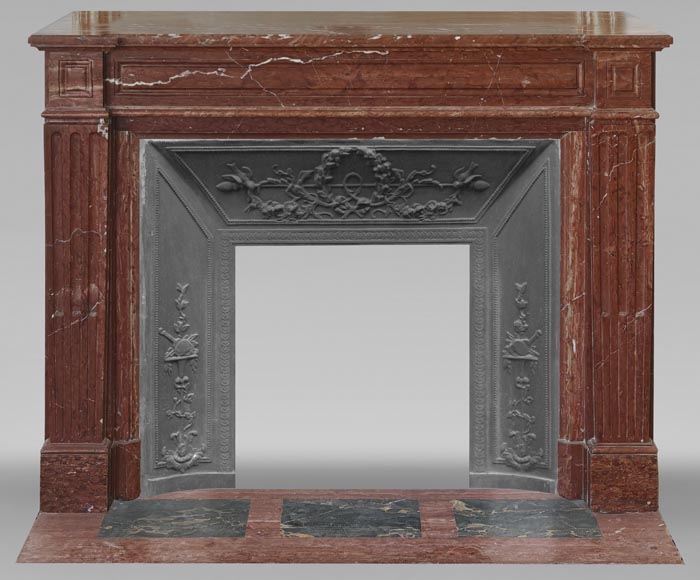 Louis XVI style fireplace in antique red marble-0