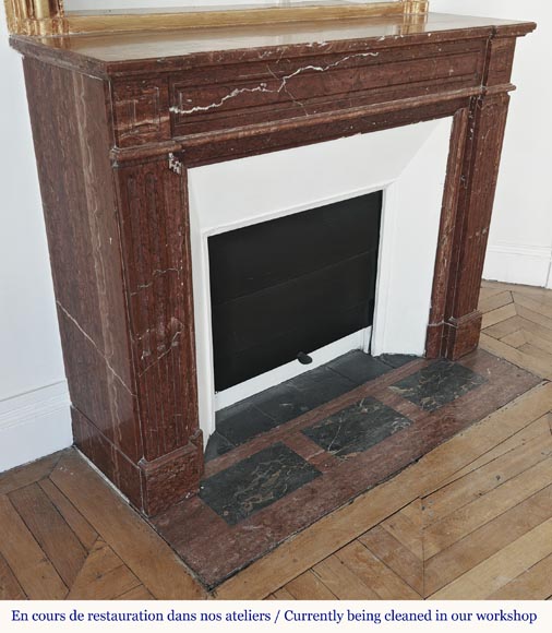 Louis XVI style fireplace in antique red marble-2