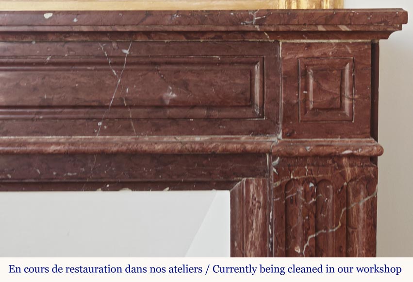 Louis XVI style fireplace in antique red marble-5