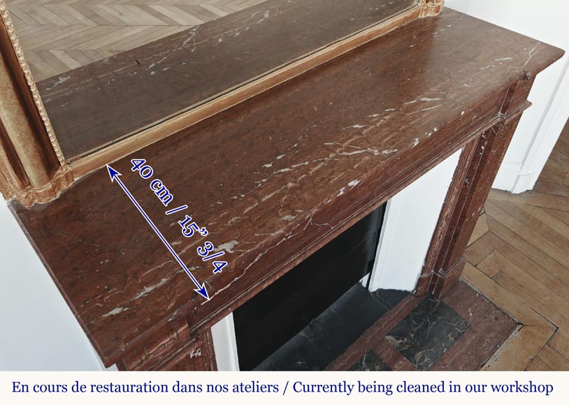 Louis XVI style fireplace in antique red marble-8