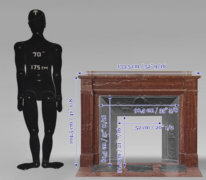 Louis XVI style fireplace in antique red marble-9