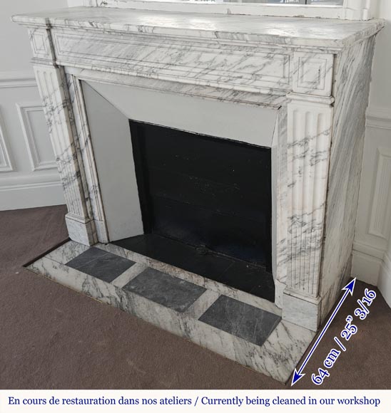  Louis XVI style fireplace in veined Carrara marble-5