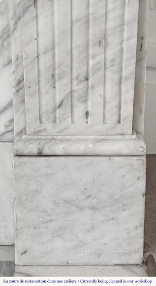  Louis XVI style fireplace in veined Carrara marble-6