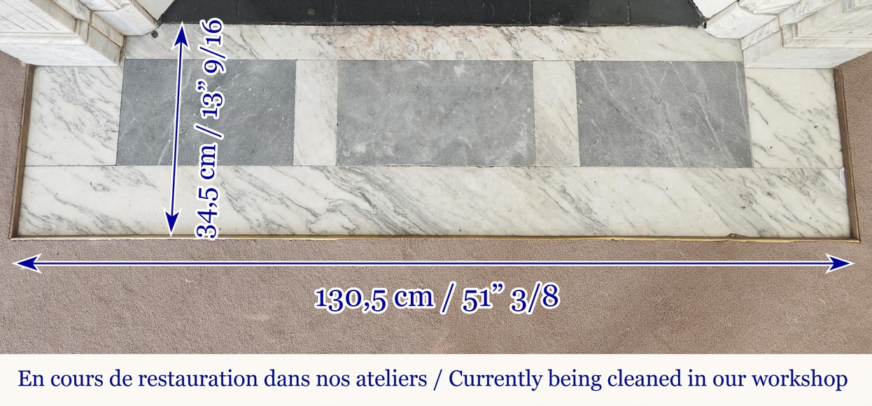  Louis XVI style fireplace in veined Carrara marble-7