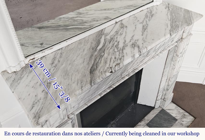  Louis XVI style fireplace in veined Carrara marble-8