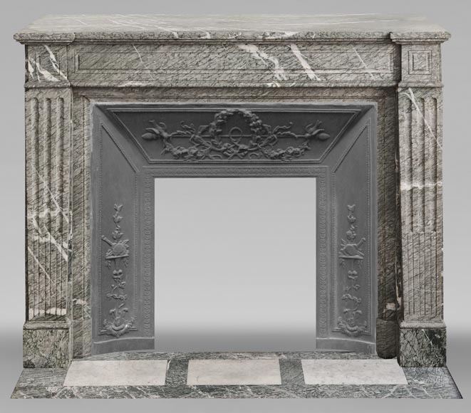  Louis XVI style fireplace in green Campan marble-0